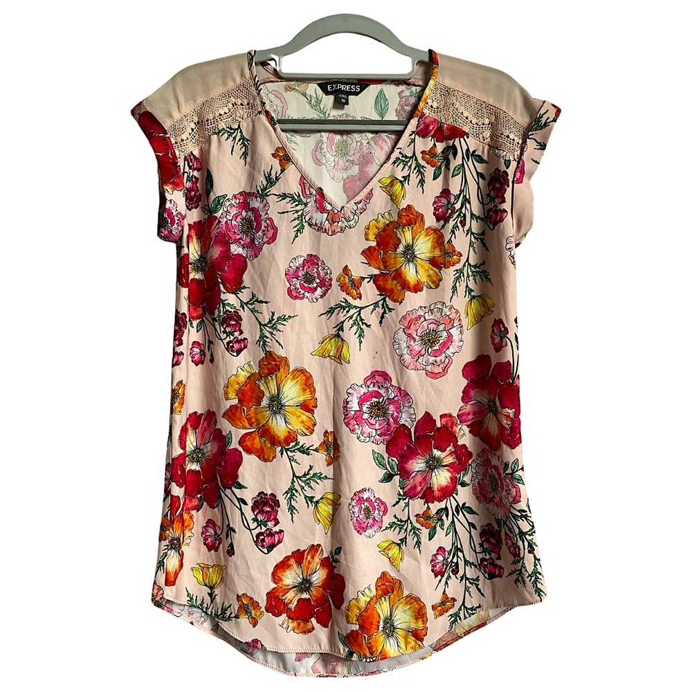 Express Floral Cap Sleeve Blouse